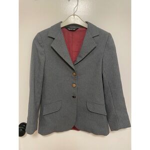 Vintage 1980s Equestrian Blazer Gray Pinstripe Made in USA Foxwood Livery
